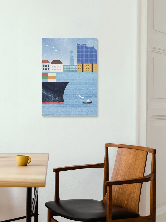 Wandbild 'Hamburger Hafen mit Elbphilharmonie' – Kunst von Henry Rivers als Poster oder Acrylglasbild