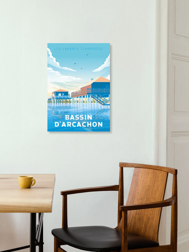 Wandbild 'Bassin Arcachon France Travel Poster Art print' – Kunst von François Beutier als Poster oder Acrylglasbild