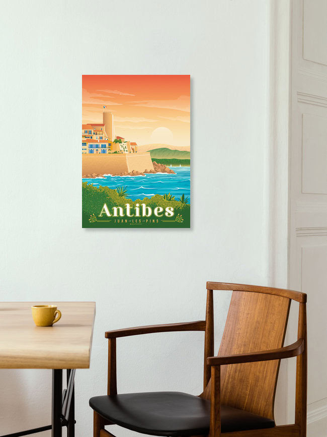 Wandbild 'Antibes French Riviera France Travel Posters art print' – Kunst von François Beutier als Poster oder Acrylglasbild