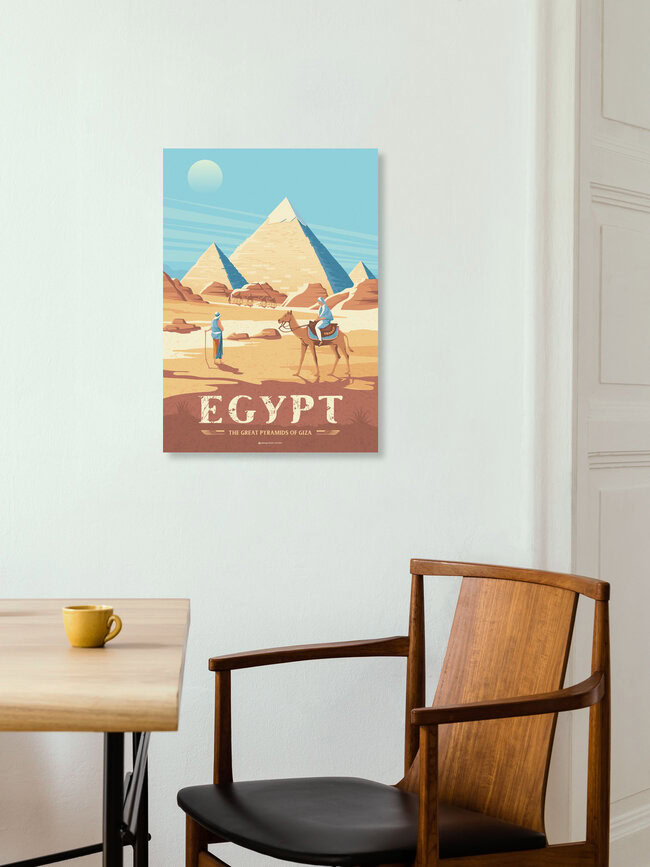 Wandbild 'Great Pyramids Egypt Travel Poster Art Print' – Kunst von François Beutier als Poster oder Acrylglasbild