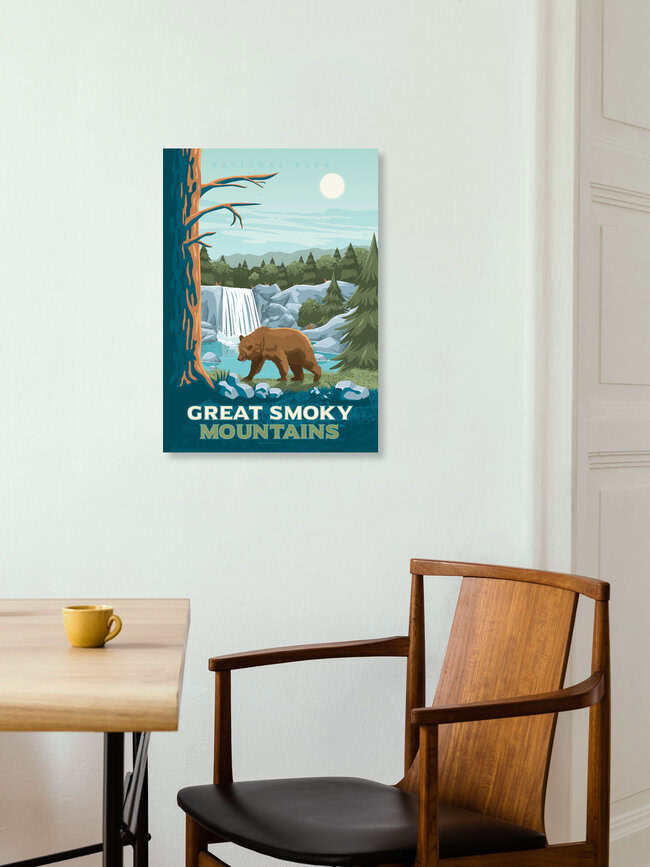 Wandbild 'Great Smoky Mountains National Parl Travel Poster Art print' – Kunst von François Beutier als Poster oder Acrylglasbild