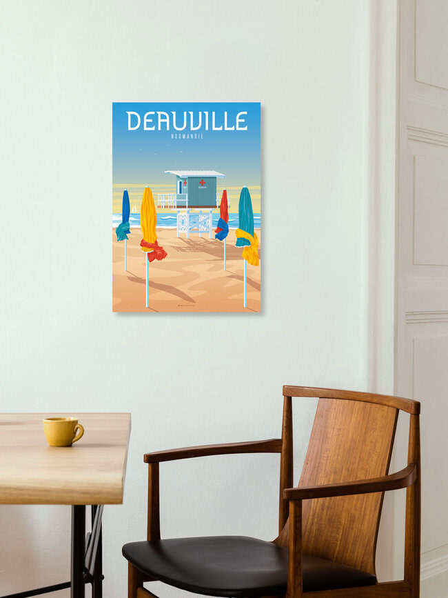 Wandbild 'Deauvillme Normandie France Travel Poster Art print' – Kunst von François Beutier als Poster oder Acrylglasbild