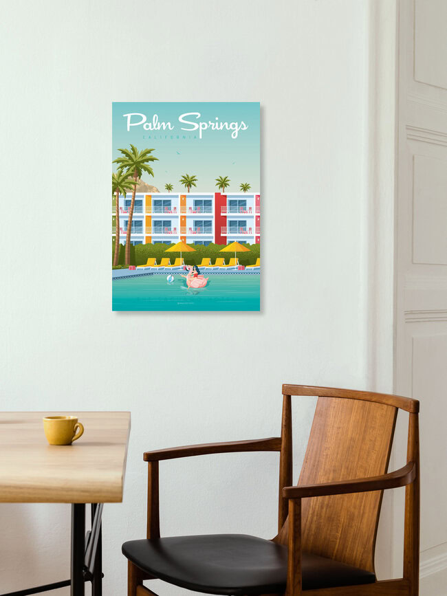 Wandbild 'Palm Springs Saguaro Hotel California Travel Poster Art Print' – Kunst von François Beutier als Poster oder Acrylglasbild