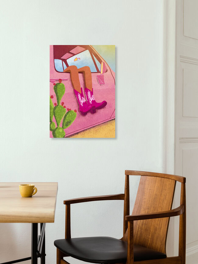 Wandbild 'Rosa Cowgirl-Stiefel' – Kunst von Raissa Oltmanns als Poster oder Acrylglasbild