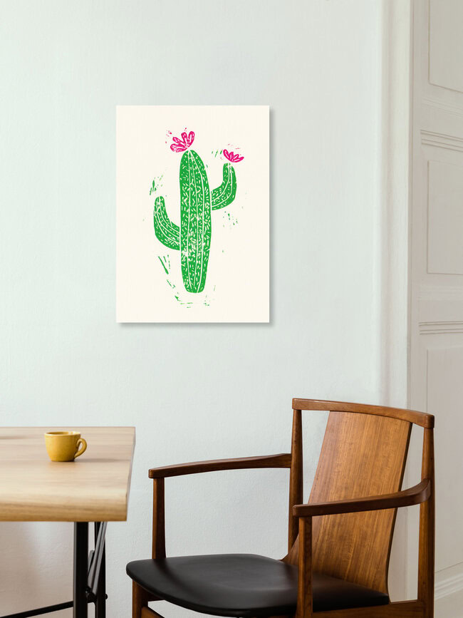'Linocut Cactus #2' – Wall Art by Bianca Green as Poster or Acrylic Glass Print
