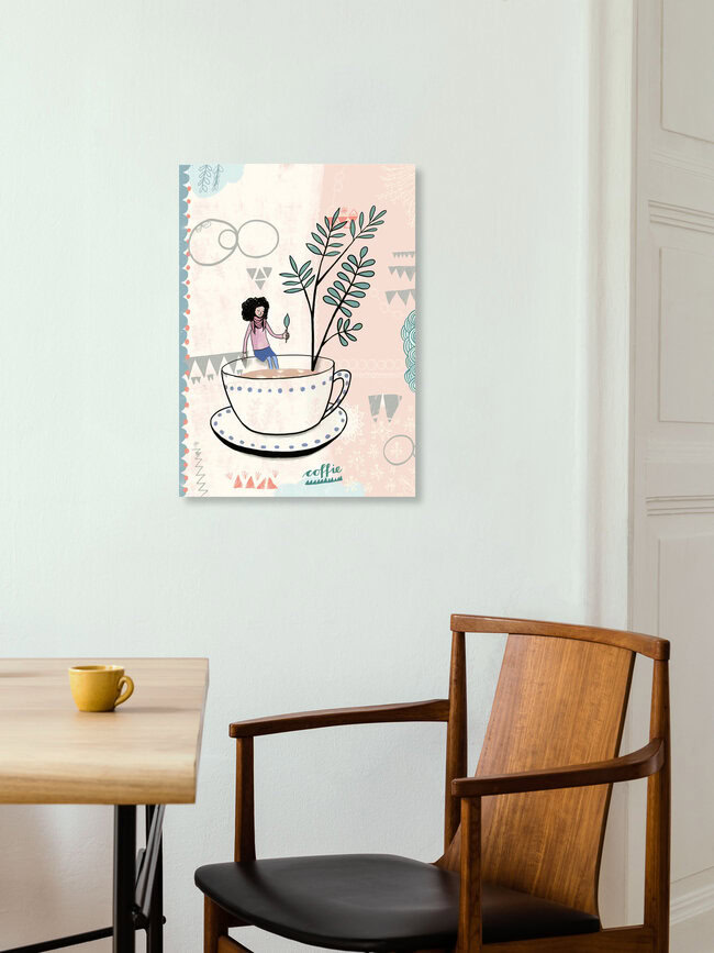 Wandbild 'Kaffeliebhaberin' – Kunst von Constanze Guhr als Poster oder Acrylglasbild
