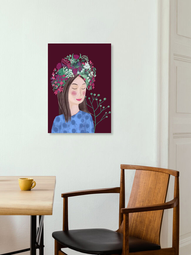 Wandbild 'Frau mit Blumenhaar' – Kunst von Constanze Guhr als Poster oder Acrylglasbild