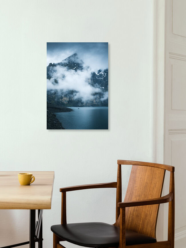 The Lonely Fisherman, Switzerland – wall art by Niels Oberson as Poster or Acrylic Glass Print
