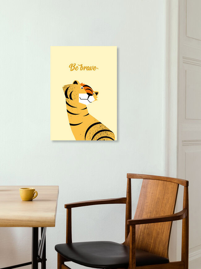 Wandbild 'Be Brave Tiger  – Illustration für Kinder' – Kunst von Pia Kolle als Poster oder Acrylglasbild