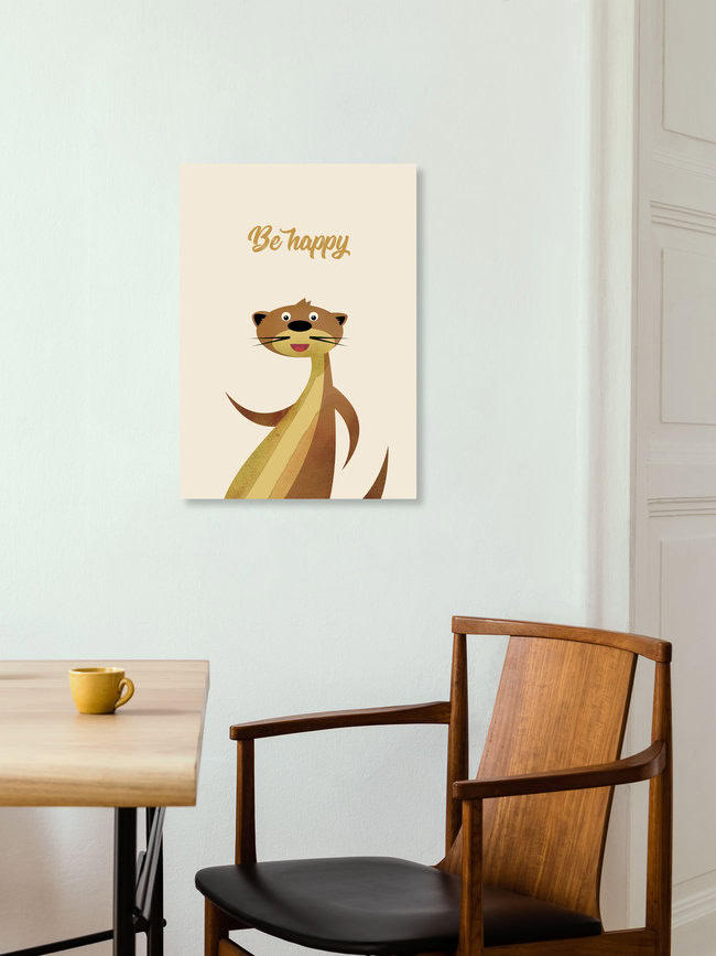 'Be Happy Otter – Illustration for Children' – Wall Art by Pia Kolle as Poster or Acrylic Glass Print