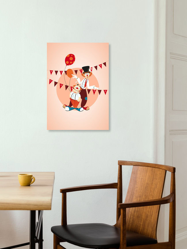 Wandbild 'Zirkus-Clowns' – Kunst von Pia Kolle als Poster oder Acrylglasbild