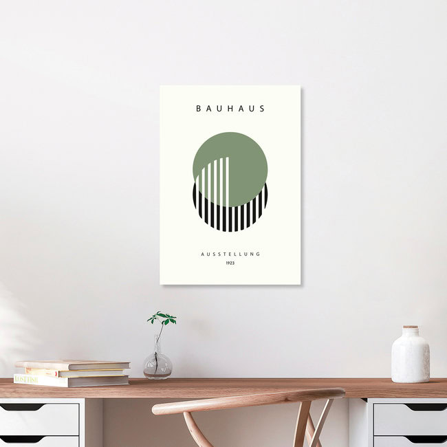 Wandbild 'Bauhaus Ausstellung 1923 Vintage Design Poster schwarz-beige-grün' – Kunst von Bauhaus Collection als Poster oder Acrylglasbild