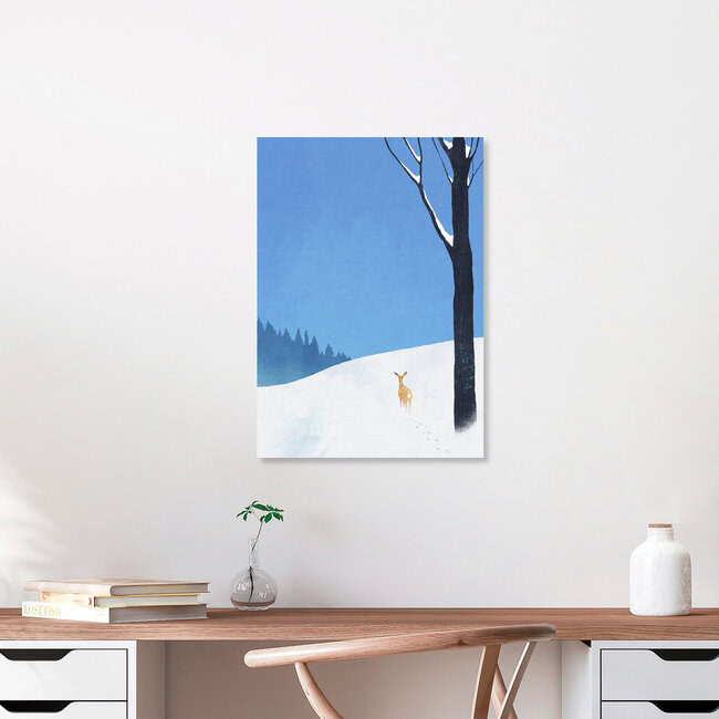 Wandbild 'Reh im Schnee' – Kunst von Henry Rivers als Poster oder Acrylglasbild