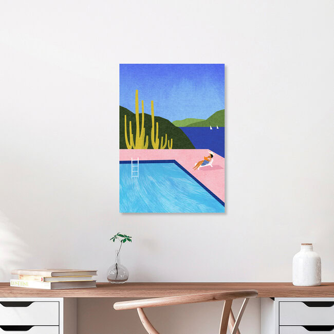 'Swimming Pool Pink' – Wall Art by Henry Rivers as Poster or Acrylic Glass Print