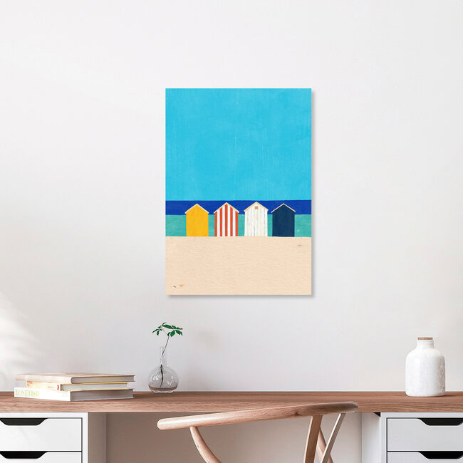 'Beach Cabins' – Wall Art by Henry Rivers as Poster or Acrylic Glass Print