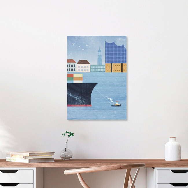 Wandbild 'Hamburger Hafen mit Elbphilharmonie' – Kunst von Henry Rivers als Poster oder Acrylglasbild