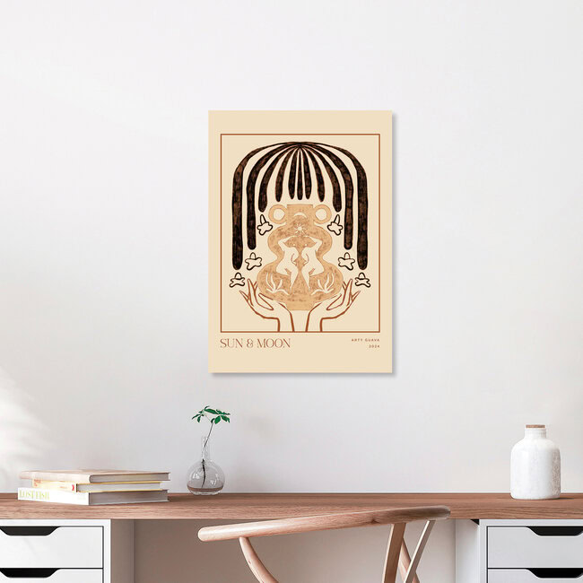 Wandbild 'Sun and Moon Line Art' – Kunst von Arty Guava als Poster oder Acrylglasbild
