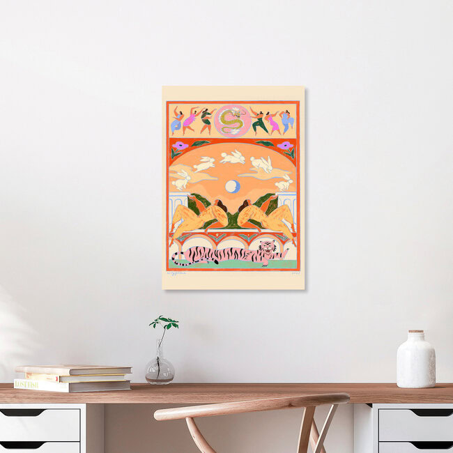 Wandbild 'Rabbit Jumps Over The Moon' – Kunst von Arty Guava als Poster oder Acrylglasbild