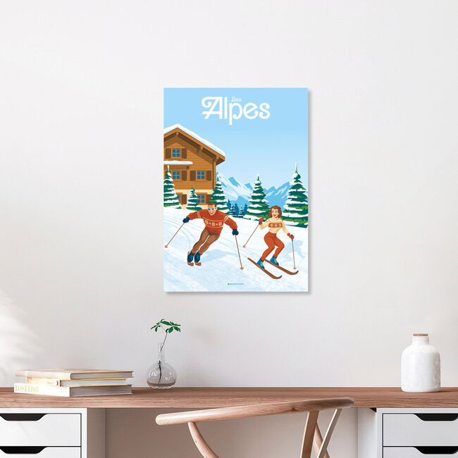 Wandbild 'The Alps vintage France Travel Poster Art Print' – Kunst von François Beutier als Poster oder Acrylglasbild