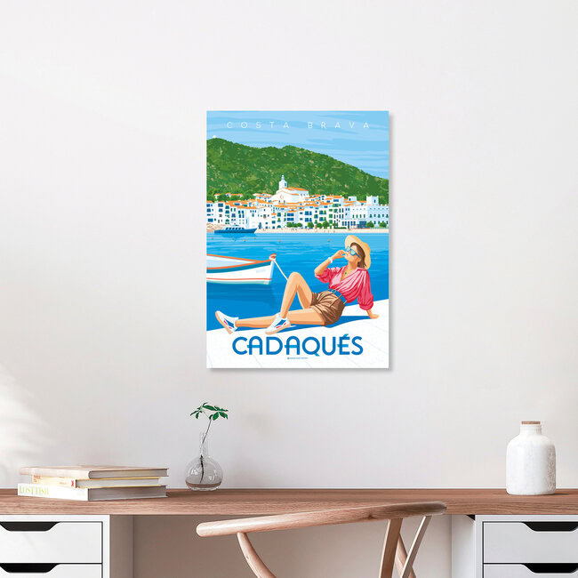 Wandbild 'Cadaques Costa Brava Spain Travel Poster Art Print' – Kunst von François Beutier als Poster oder Acrylglasbild