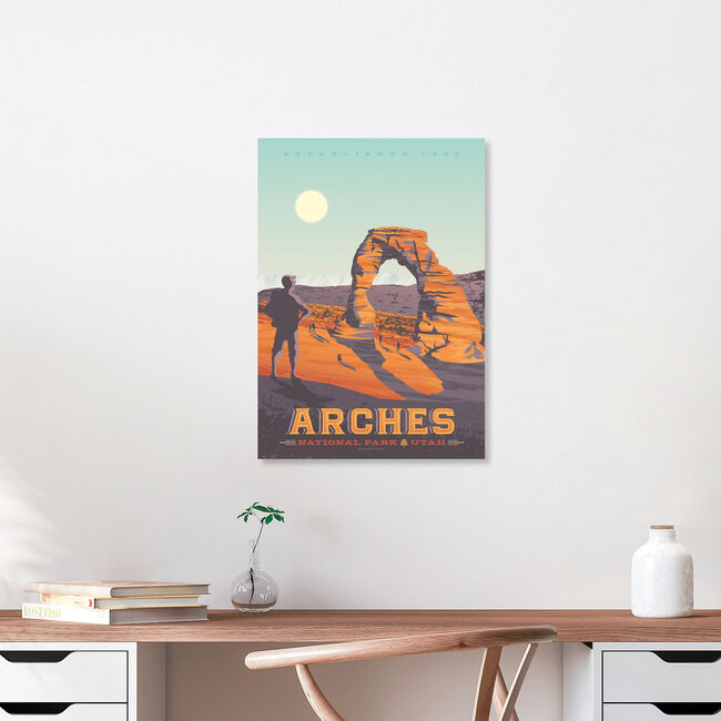 Wandbild 'Arches National Park United states travel poster art print' – Kunst von François Beutier als Poster oder Acrylglasbild