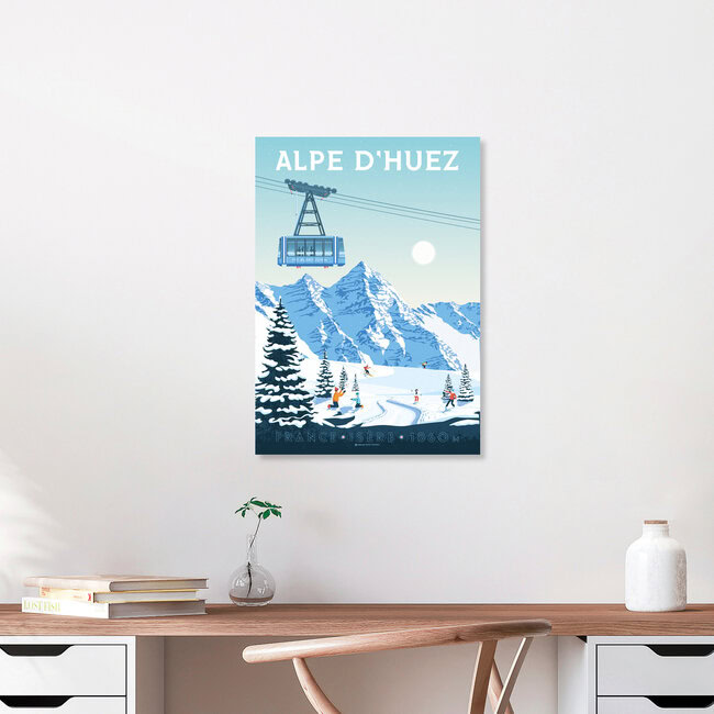 Wandbild 'Alpe d'Huez Ski resort France Travel poster art print' – Kunst von François Beutier als Poster oder Acrylglasbild