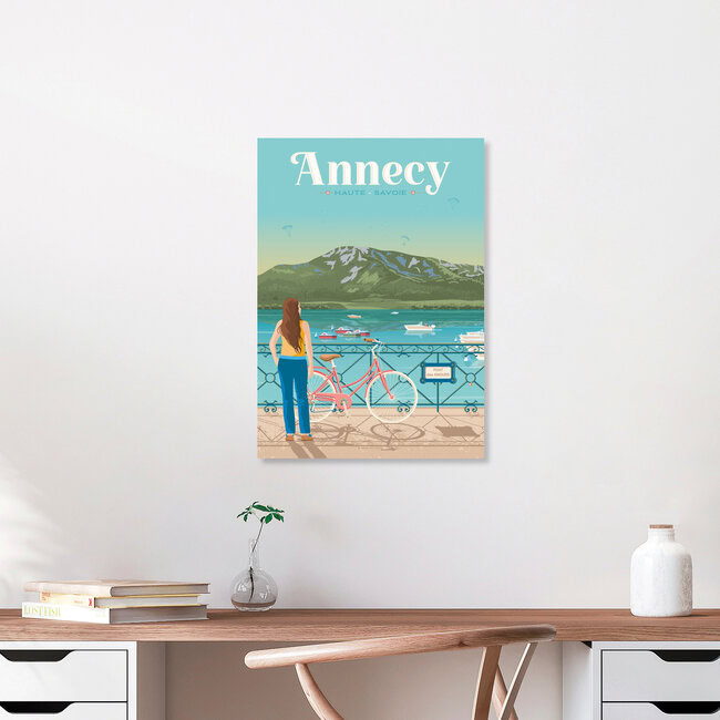 Wandbild 'Annecy Pont des Amours France Travel Poster Art print' – Kunst von François Beutier als Poster oder Acrylglasbild