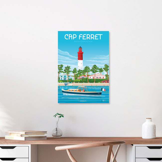 'Cap Ferret Lighthouse France Travel poster art print' – Wall Art by François Beutier as Poster or Acrylic Glass Print