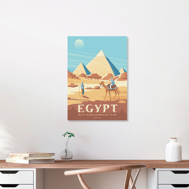Wandbild 'Great Pyramids Egypt Travel Poster Art Print' – Kunst von François Beutier als Poster oder Acrylglasbild