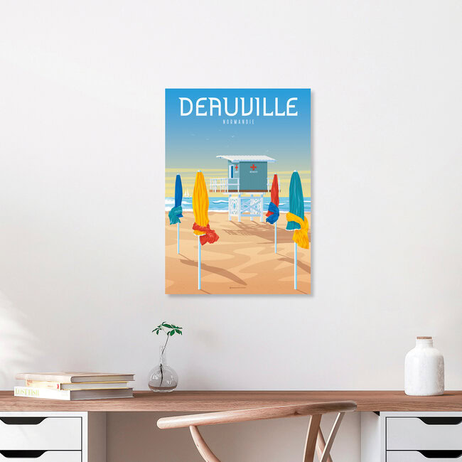 Wandbild 'Deauvillme Normandie France Travel Poster Art print' – Kunst von François Beutier als Poster oder Acrylglasbild