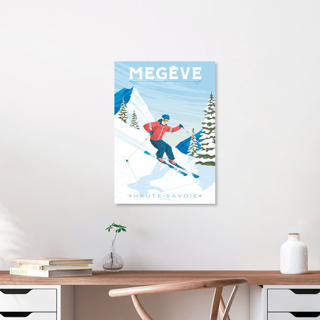 Wandbild 'Megève Ski resort France Travel Poster Art Print' – Kunst von François Beutier als Poster oder Acrylglasbild