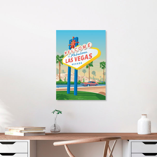 Wandbild 'Las Vegas Nevada Travel Poster Art Print' – Kunst von François Beutier als Poster oder Acrylglasbild