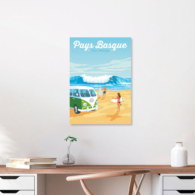 Wandbild 'Basque Country beach travel poster art print' – Kunst von François Beutier als Poster oder Acrylglasbild