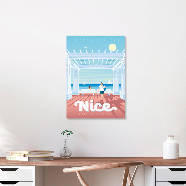 Wandbild 'Nice French Riviera Travel Poster Art Print' – Kunst von François Beutier als Poster oder Acrylglasbild