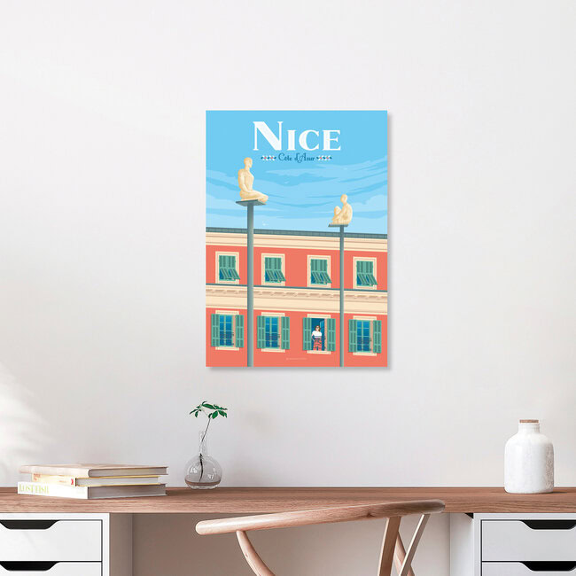 Wandbild 'Nice Massena Place French Riviera Travel Poster Art Print' – Kunst von François Beutier als Poster oder Acrylglasbild