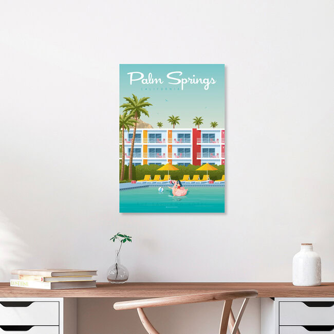 Wandbild 'Palm Springs Saguaro Hotel California Travel Poster Art Print' – Kunst von François Beutier als Poster oder Acrylglasbild