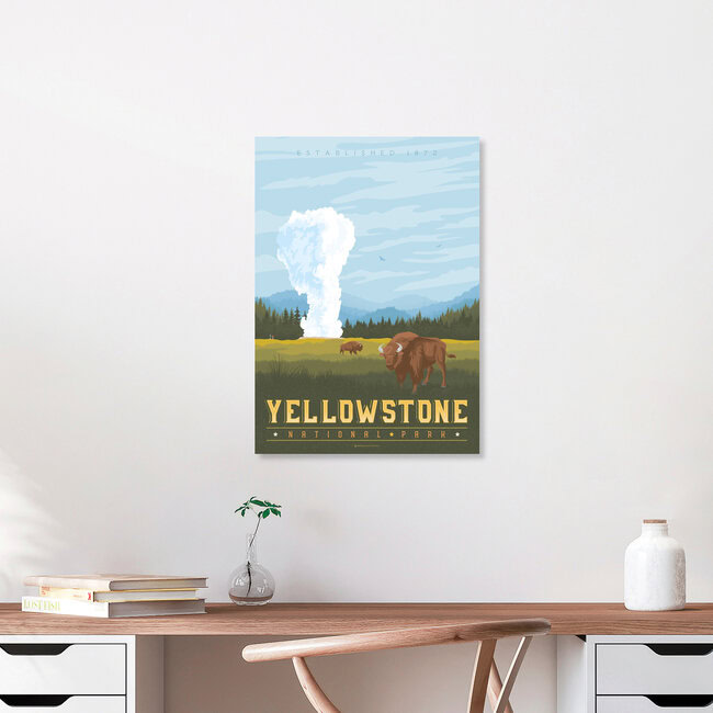 Wandbild 'Yellowstone National Park Travel Poster Art Print' – Kunst von François Beutier als Poster oder Acrylglasbild