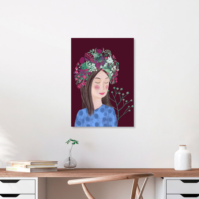 Wandbild 'Frau mit Blumenhaar' – Kunst von Constanze Guhr als Poster oder Acrylglasbild