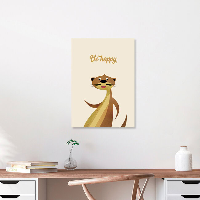 'Be Happy Otter – Illustration for Children' – Wall Art by Pia Kolle as Poster or Acrylic Glass Print