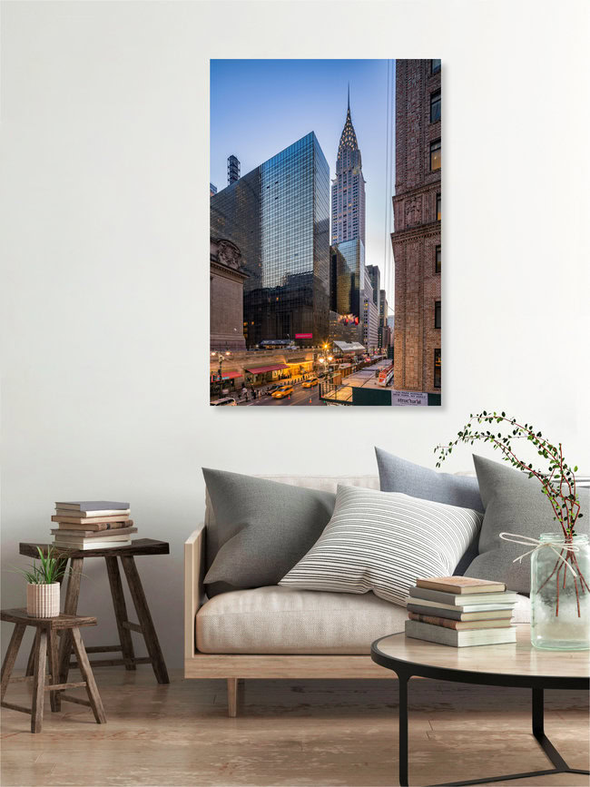 Chrysler Building in Midtown Manhattan, Vereinigte Staaten – Fotokunst von Jan Becke als Poster oder Acrylglasbild