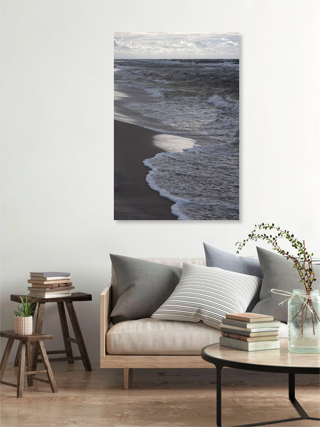greige golden evening beach walk, Poland – wall art by Studio Na.hili as Poster or Acrylic Glass Print