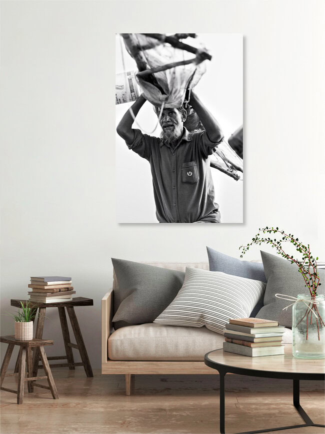 Fisherman carrying his nets, Bangladesh – wall art by Jakob Berr as Poster or Acrylic Glass Print