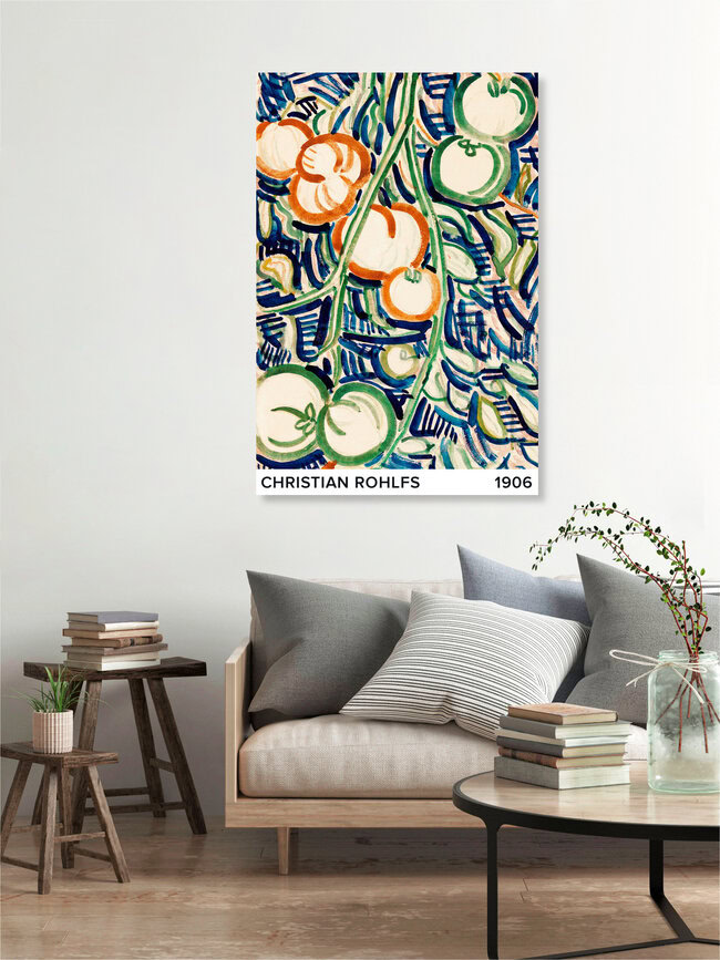Wandbild 'Christian Rohlfs: Herabhängender  Zweig mit roten und grünen Tomaten' – Kunst von Art Classics als Poster oder Acrylglasbild