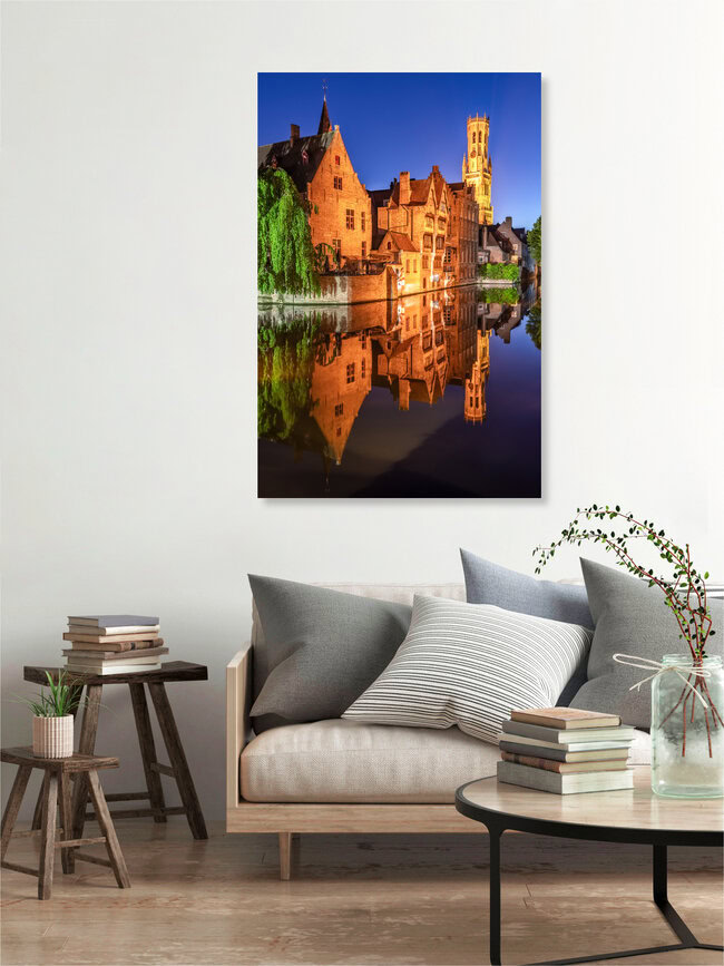 Blue Hour in Bruges Belgium, Belgium – wall art by Achim Thomae as Poster or Acrylic Glass Print