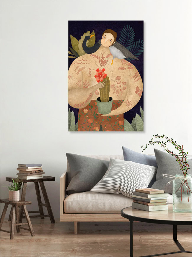 'WILD GEESE MAN' – Wall Art by Amalia Restrepo as Poster or Acrylic Glass Print