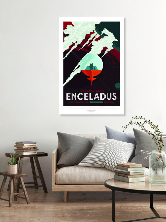 'Enceladus, the home of cold faithful' – Wall Art by Nasa Visions as Poster or Acrylic Glass Print