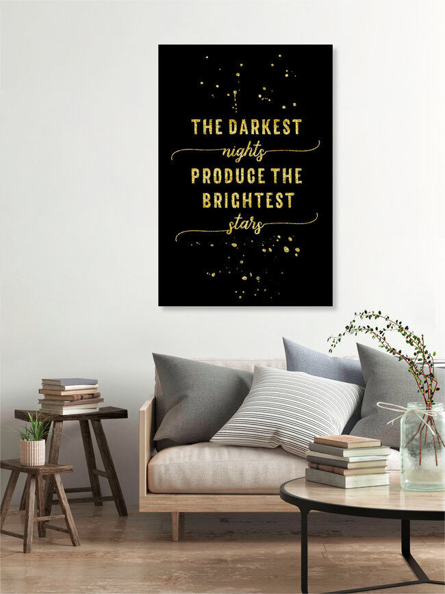 'TEXT ART GOLD The darkest nights produce the brightest stars' – Wall Art by Melanie Viola as Poster or Acrylic Glass Print