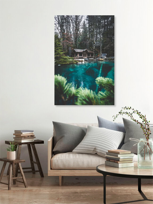 Verregneter Tag am Blausee, Schweiz – Fotokunst von Johannes Hulsch als Poster oder Acrylglasbild