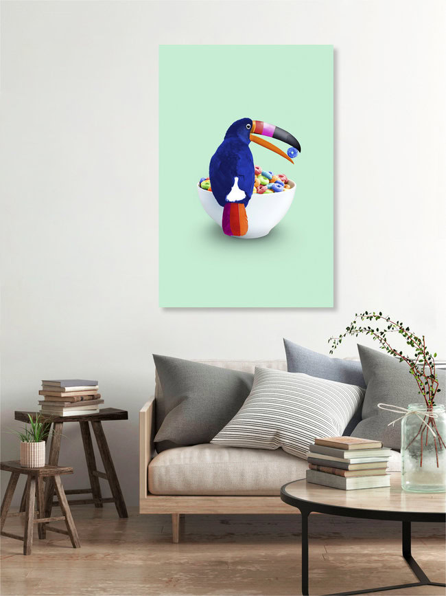 Wandbild 'Cornflakes Tukan' – Kunst von Jonas Loose als Poster oder Acrylglasbild