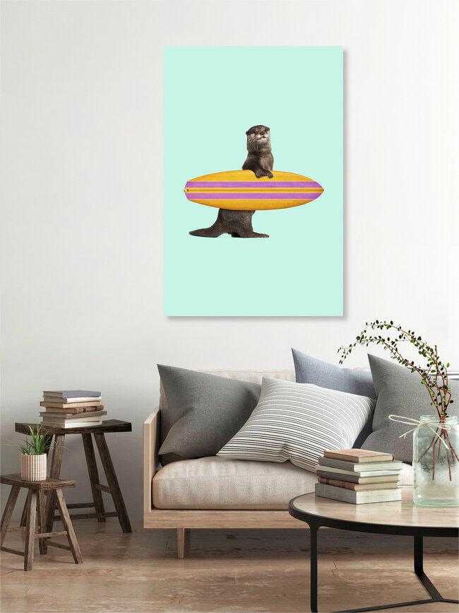 'Surfing Otter' – Wall Art by Jonas Loose as Poster or Acrylic Glass Print